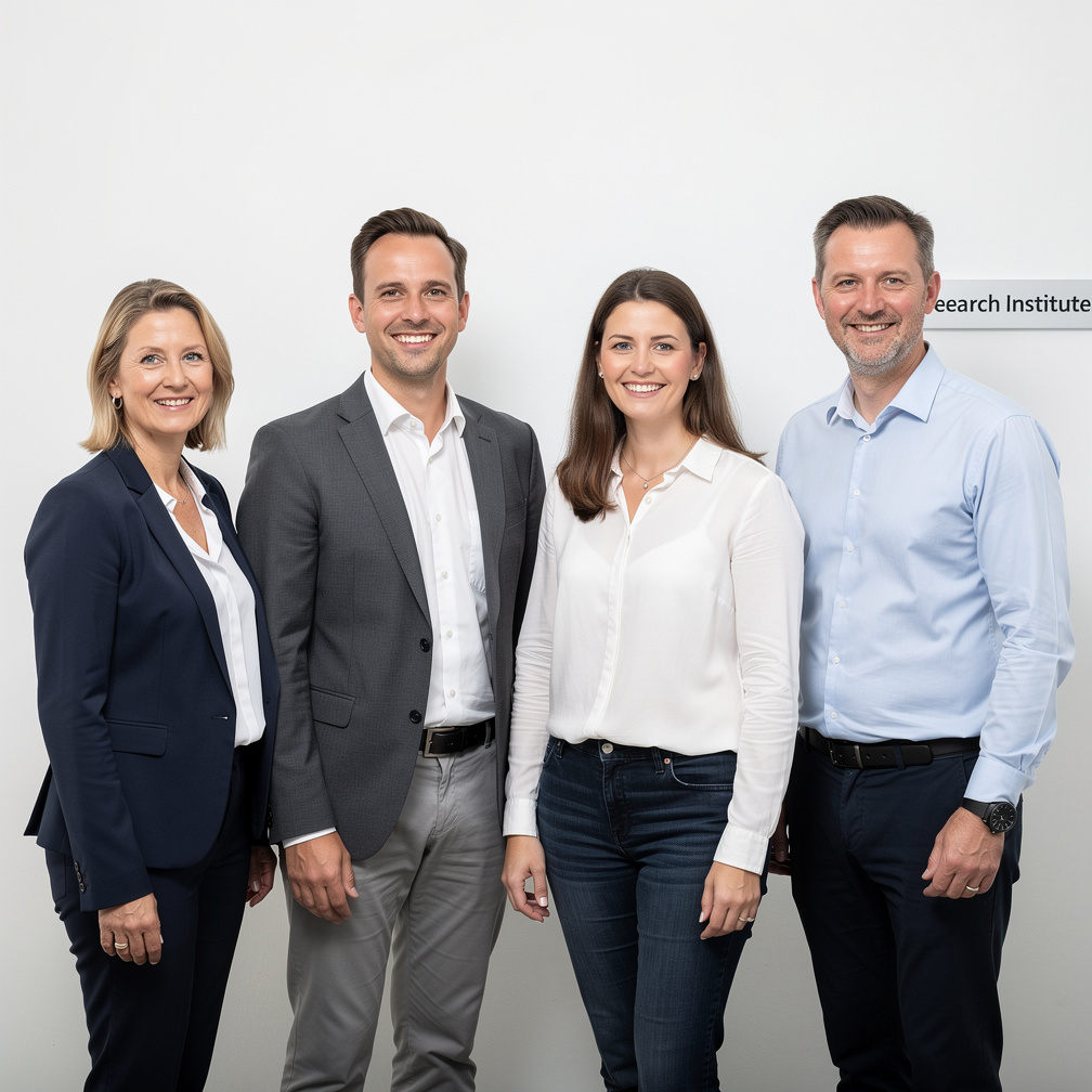 Gruppenportrait des Forschungsteams im Büro